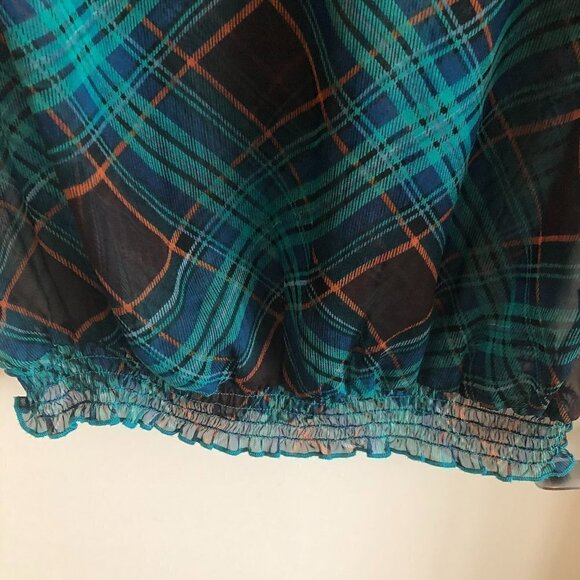 BEDO Femme Tartan Inspired Sheer Sleeveless Blouse - Picture 8 of 11